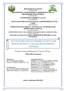 Typologies des systèmes d’élevage bovin dans la vallée de Mandoul (TCHAD)